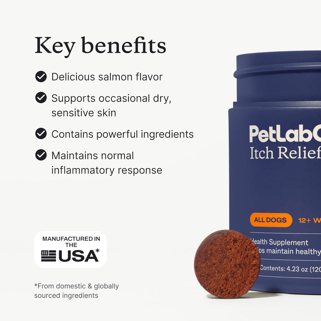 PetLab Co. Salmon Itch Relief Chews for Dogs | Omega 3 Skin & Allergy Support