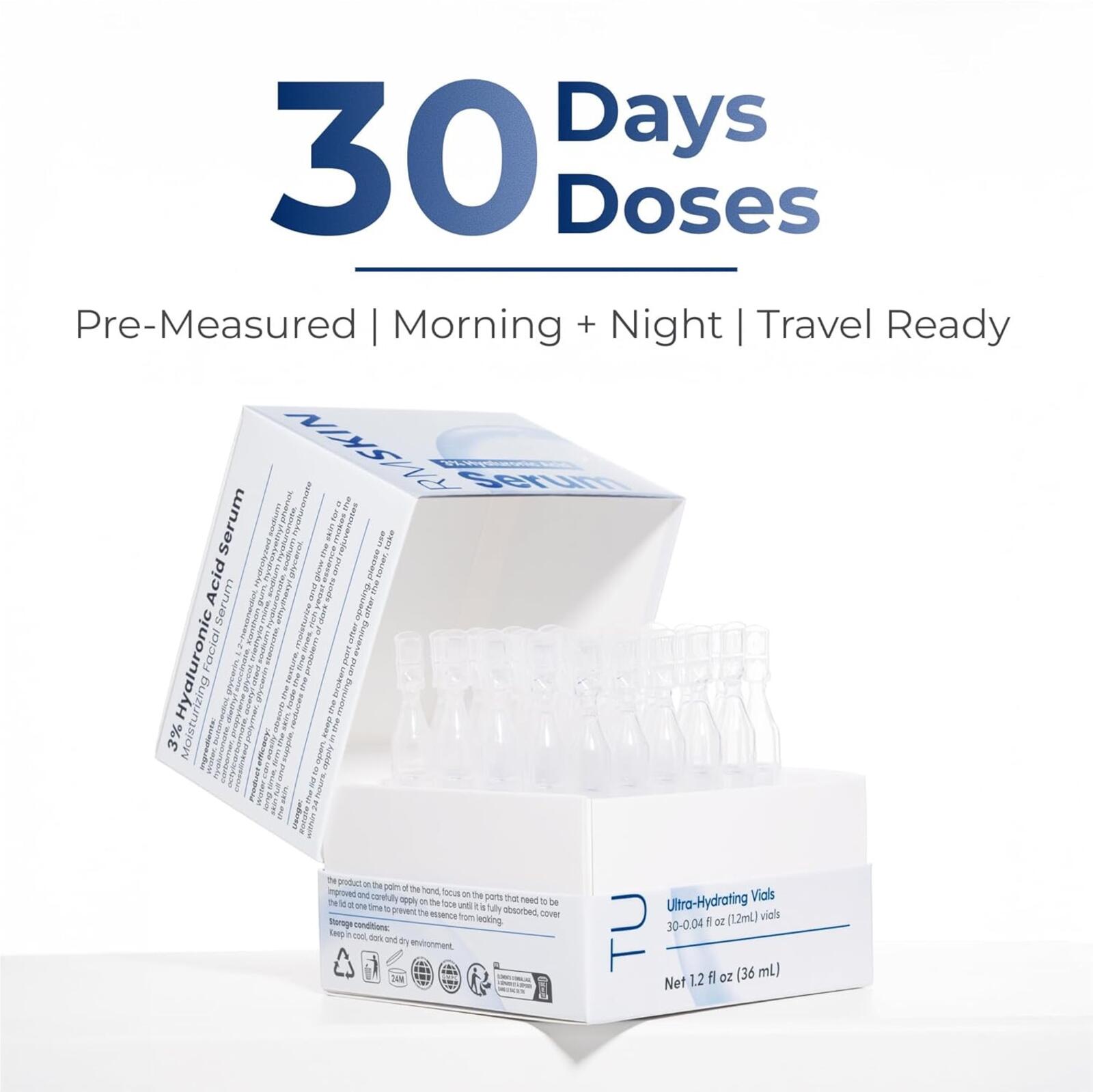 TURMSKIN 3% Hyaluronic Acid Serum Ultra-Hydrating Vials 30-Day Supply