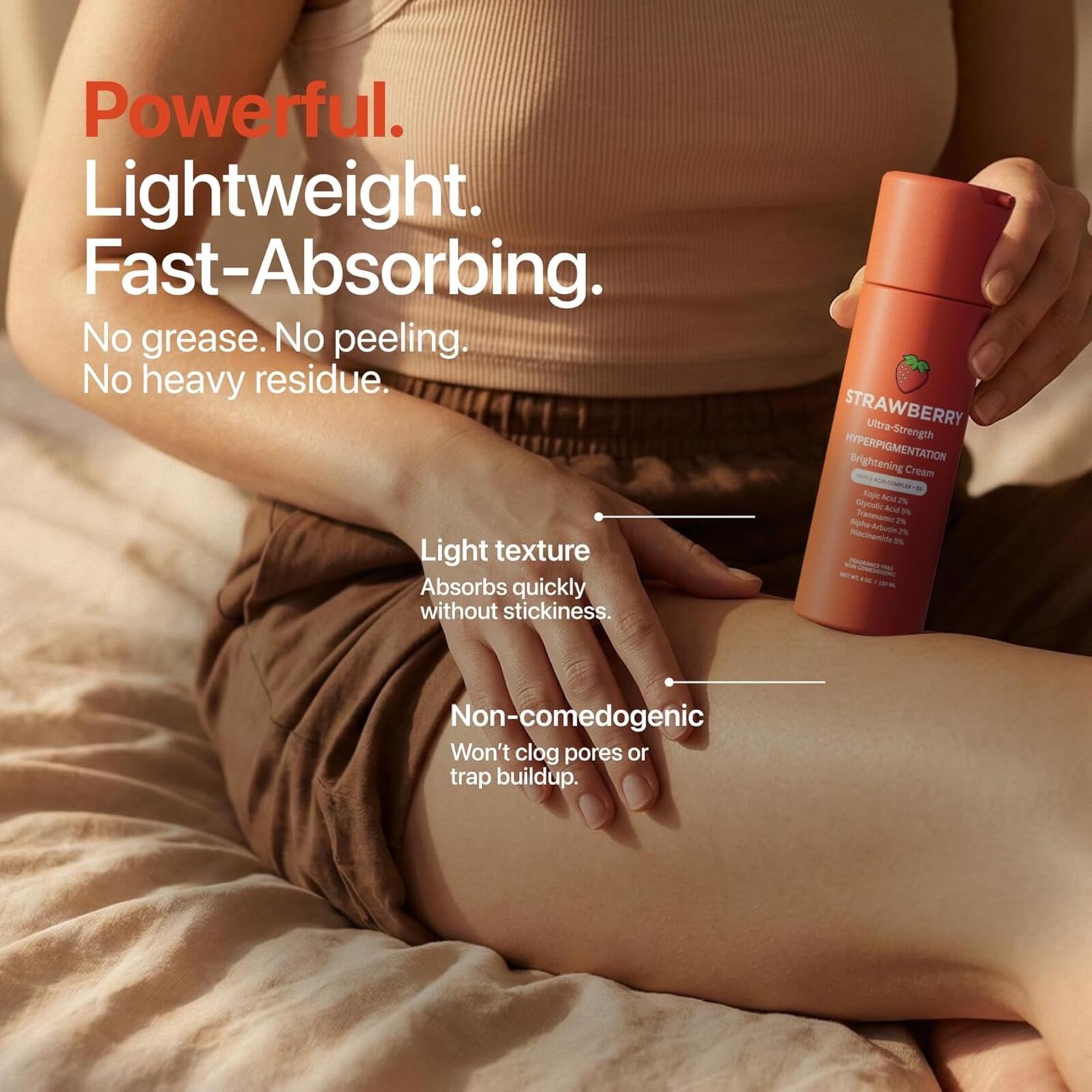 Strawberry Ultra Strength Hyperpigmentation Brightening Cream 4oz Triple Acid