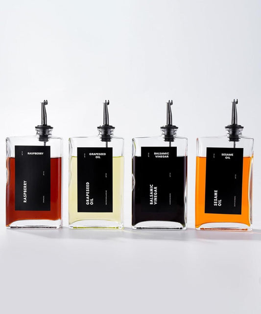 APT 1101 glass oil and vinegar dispensers with pour spouts, set of 4
