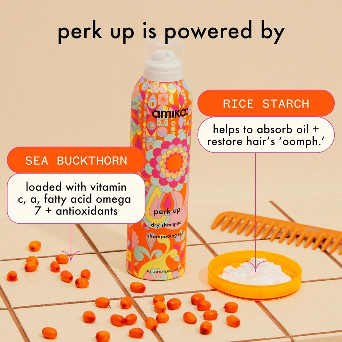 Amika Perk Up Dry Shampoo 5.3 oz Full Size Talc Free No White Residue Volume