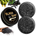 Black Soap Bar Shampoo with Bamboo Charcoal and Ginseng - 50g, Deep Cleansing