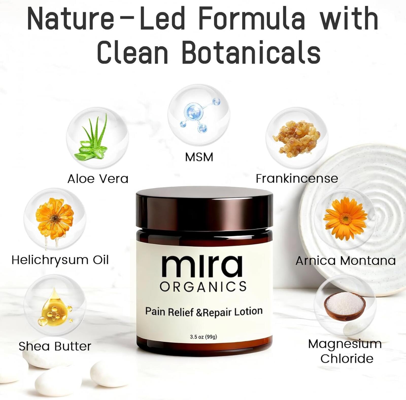 Mira ORGANICS Pain Relief & Repair Lotion 3.5oz - for All Skin Types
