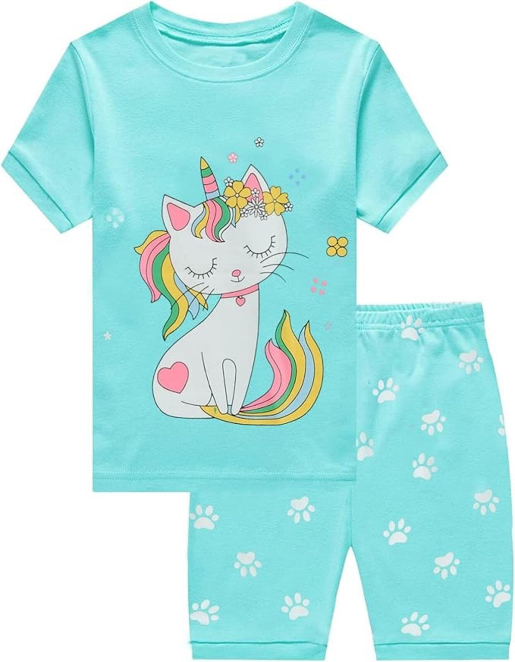 Kids Unicorn Print Pajama Set Blue Size Small Comfortable Sleepwear