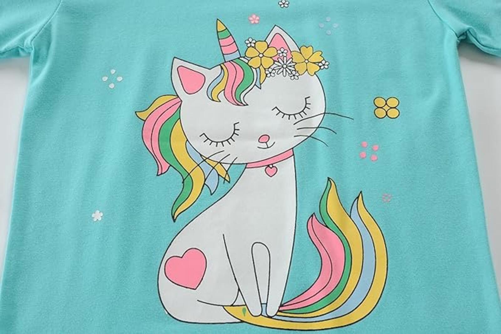 Kids Unicorn Print Pajama Set Blue Size Small Comfortable Sleepwear