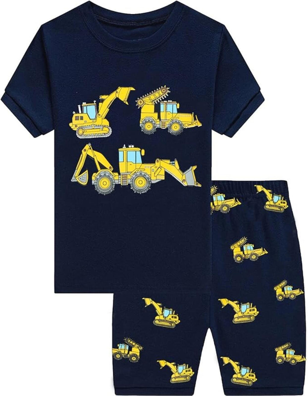 Boys Construction Vehicle Pajama Set Navy Blue Size 4T Comfortable Cotton
