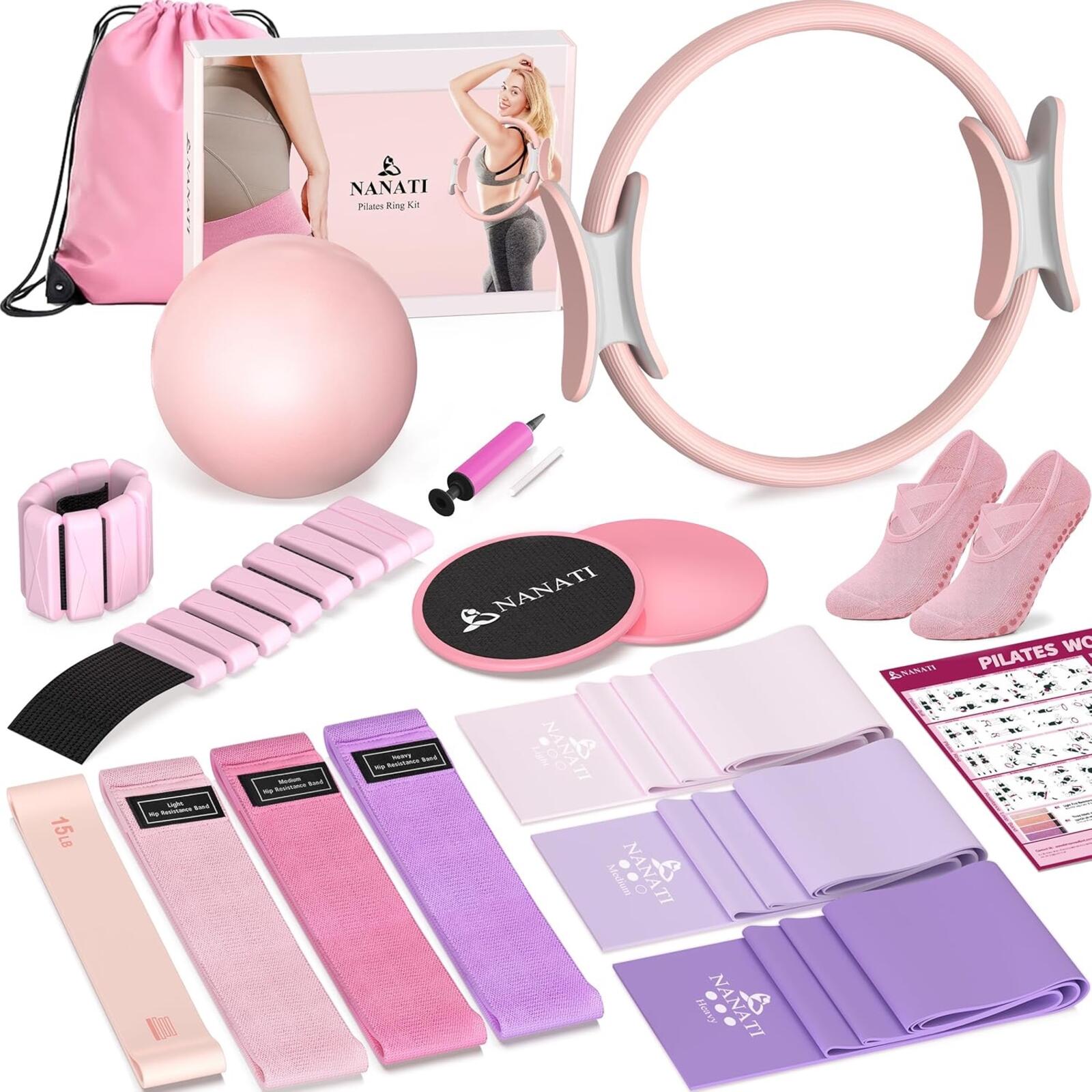 Resistance Bands & Pilates Ball Set - Multi-Level Strength Training Kit