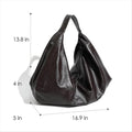 Women's Large Vegan Leather Slouchy Crescent Tote Shoulder Bag