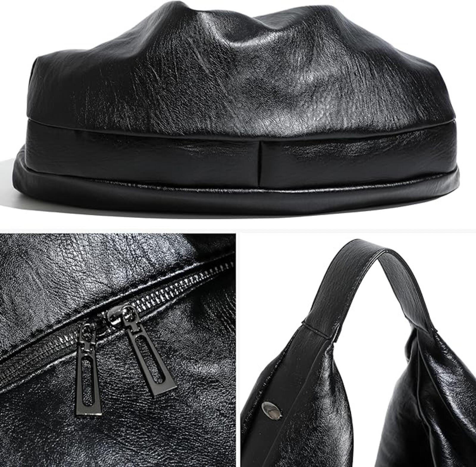 Women's Large Vegan Leather Slouchy Crescent Tote Shoulder Bag