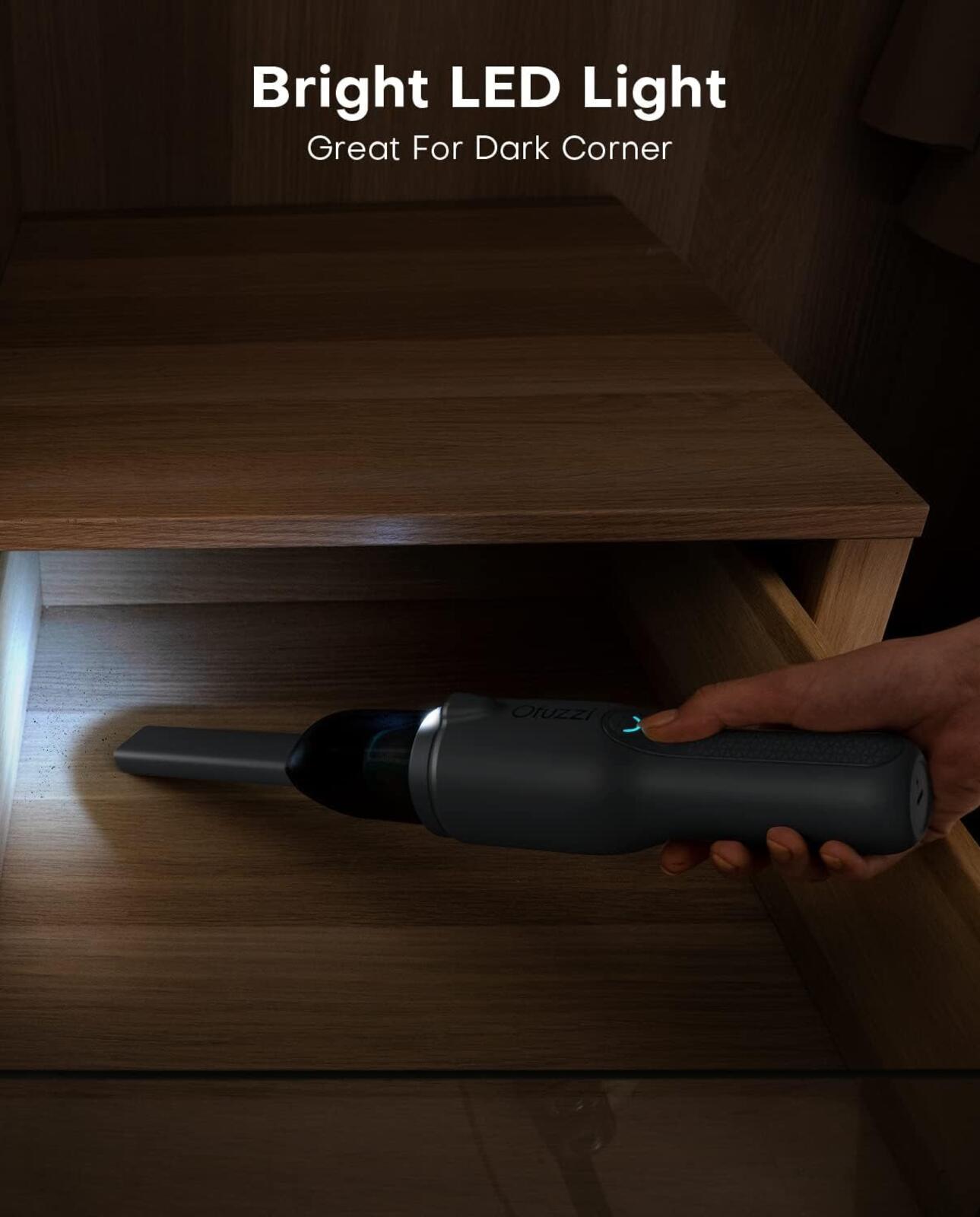 Ofuzzi Slim H7 Pro Cordless Rechargeable Handheld Vacuum — LED Light | Gray