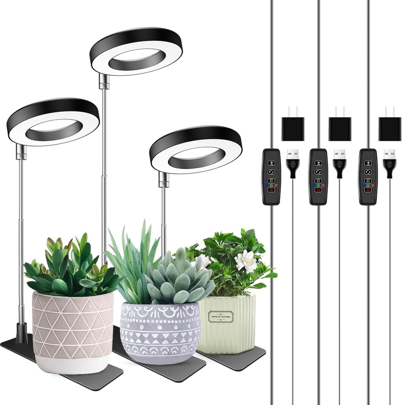 One Indoor Plant Grow Light Halo LED Adjustable Timer 10 Brightness Levels