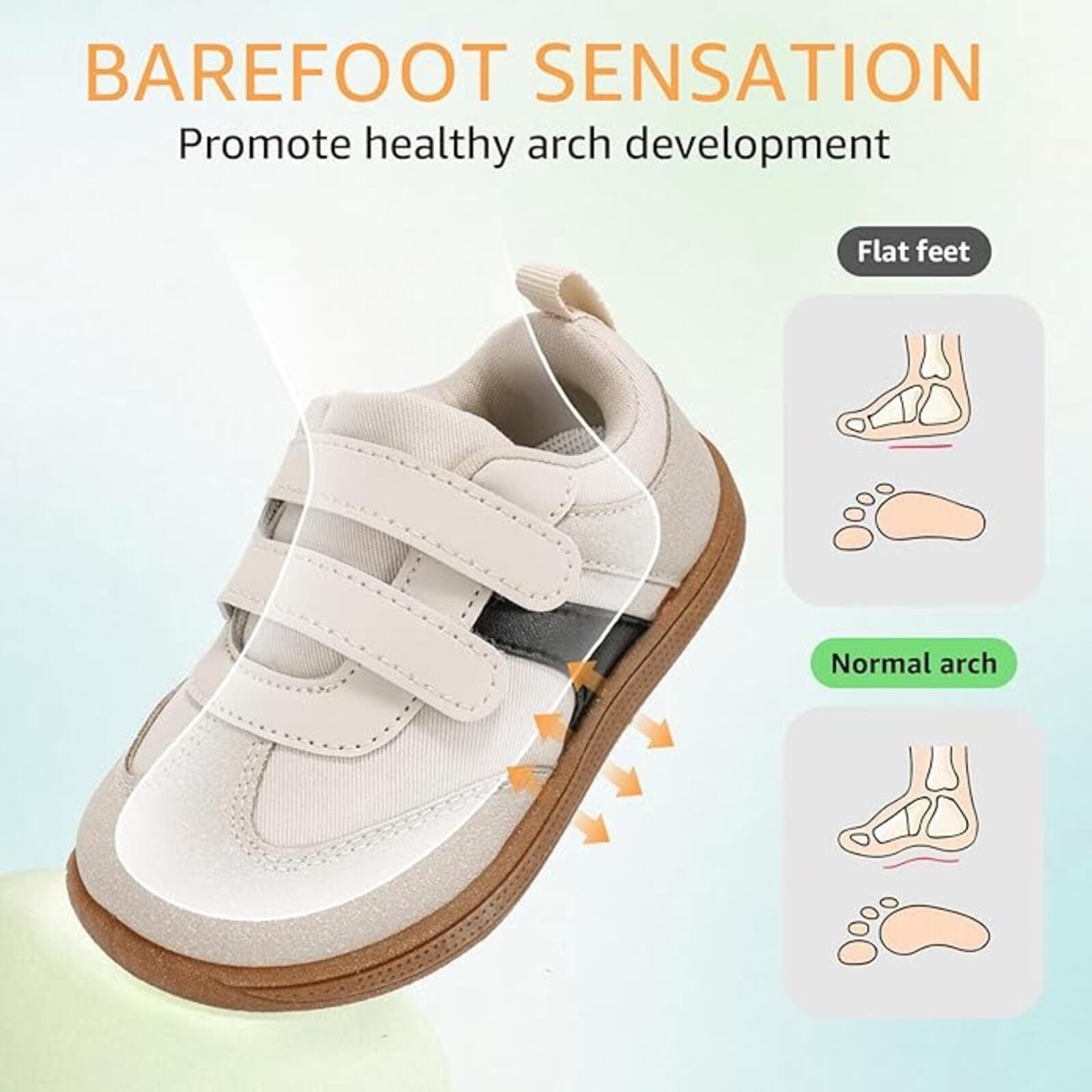 Toddler Beige Sneakers Wide Toe Box Breathable Shoes (Size: Toddler 8)