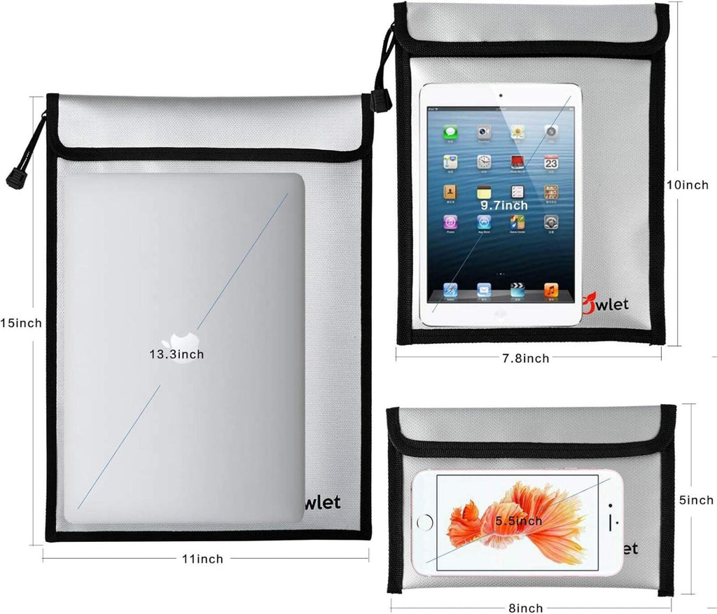 Fireproof & Waterproof Document Bag Set 3 Pack
