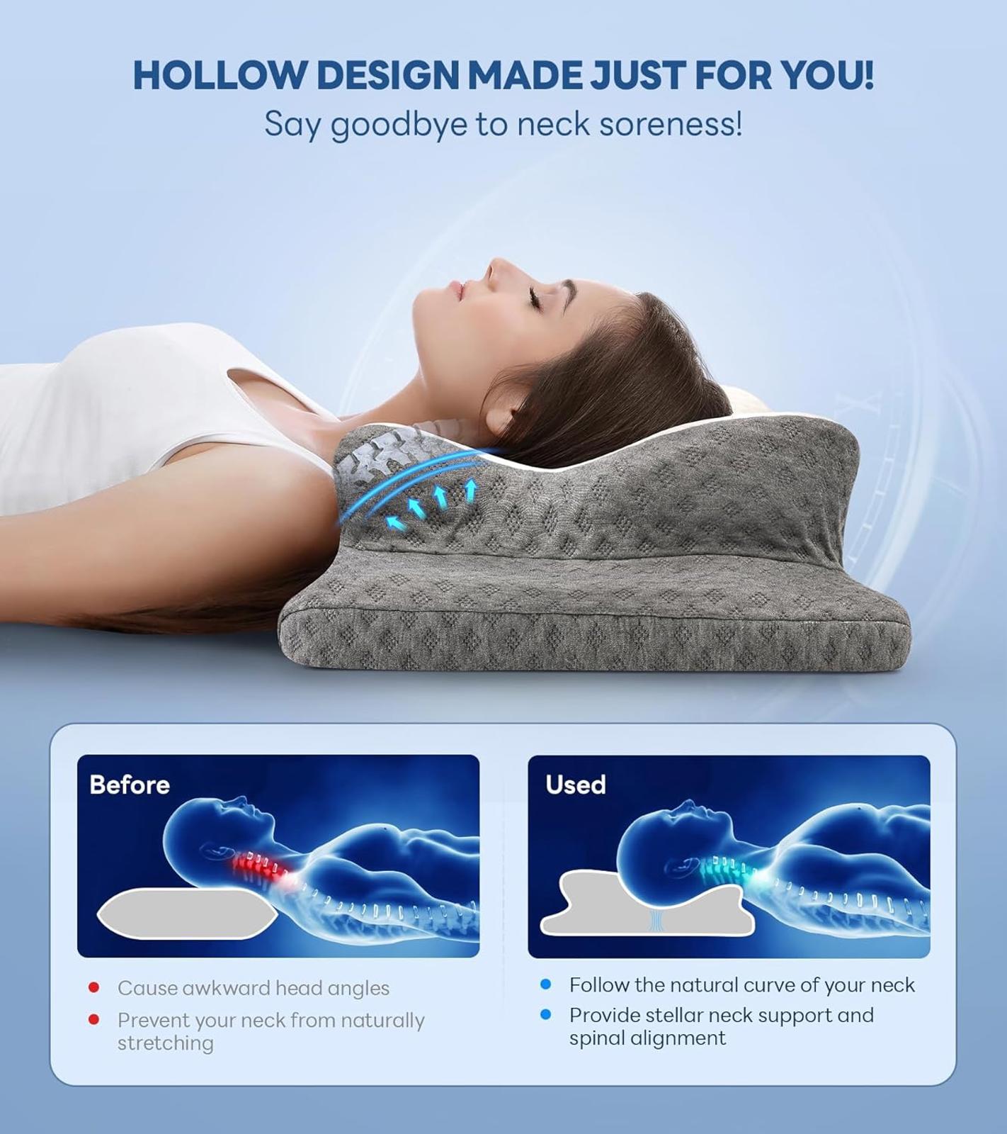 Cozyplayer No More Aches Cervical Pillow — Adjustable Memory Foam | Light Grey