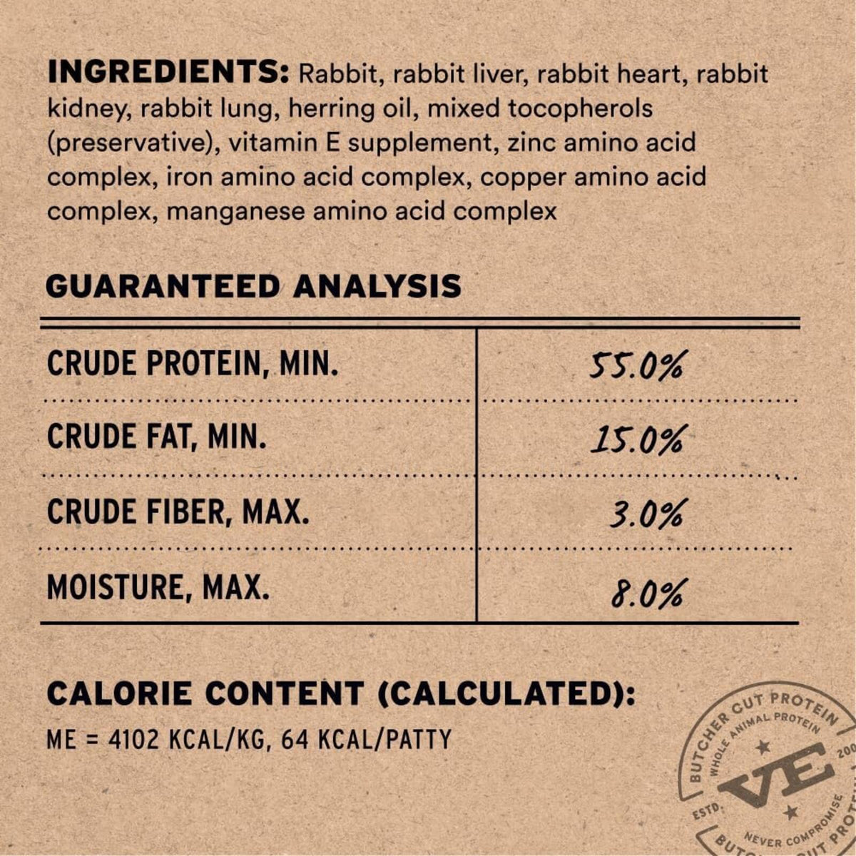 Vital Essentials Freeze Dried Raw Rabbit Mini Patties for Cats 8 oz
