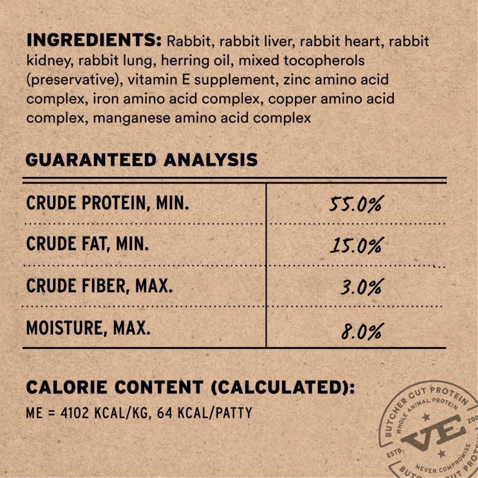 Vital Essentials Freeze-Dried Raw Rabbit Mini Patties | 8 oz