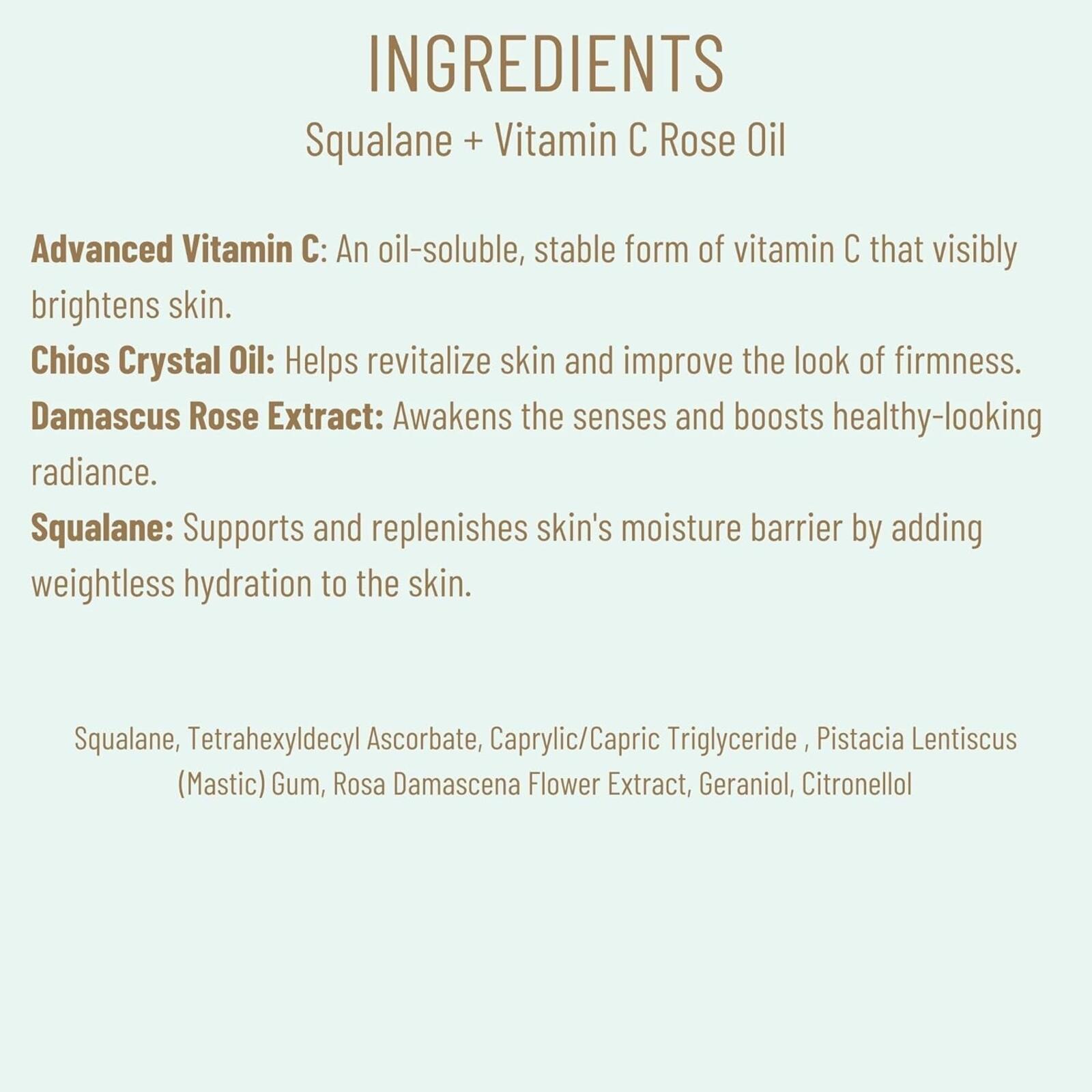 Biossance Vitamin C Rose Facial Oil – Glow, Firm, Deep Hydration (1.01 Fl Oz)