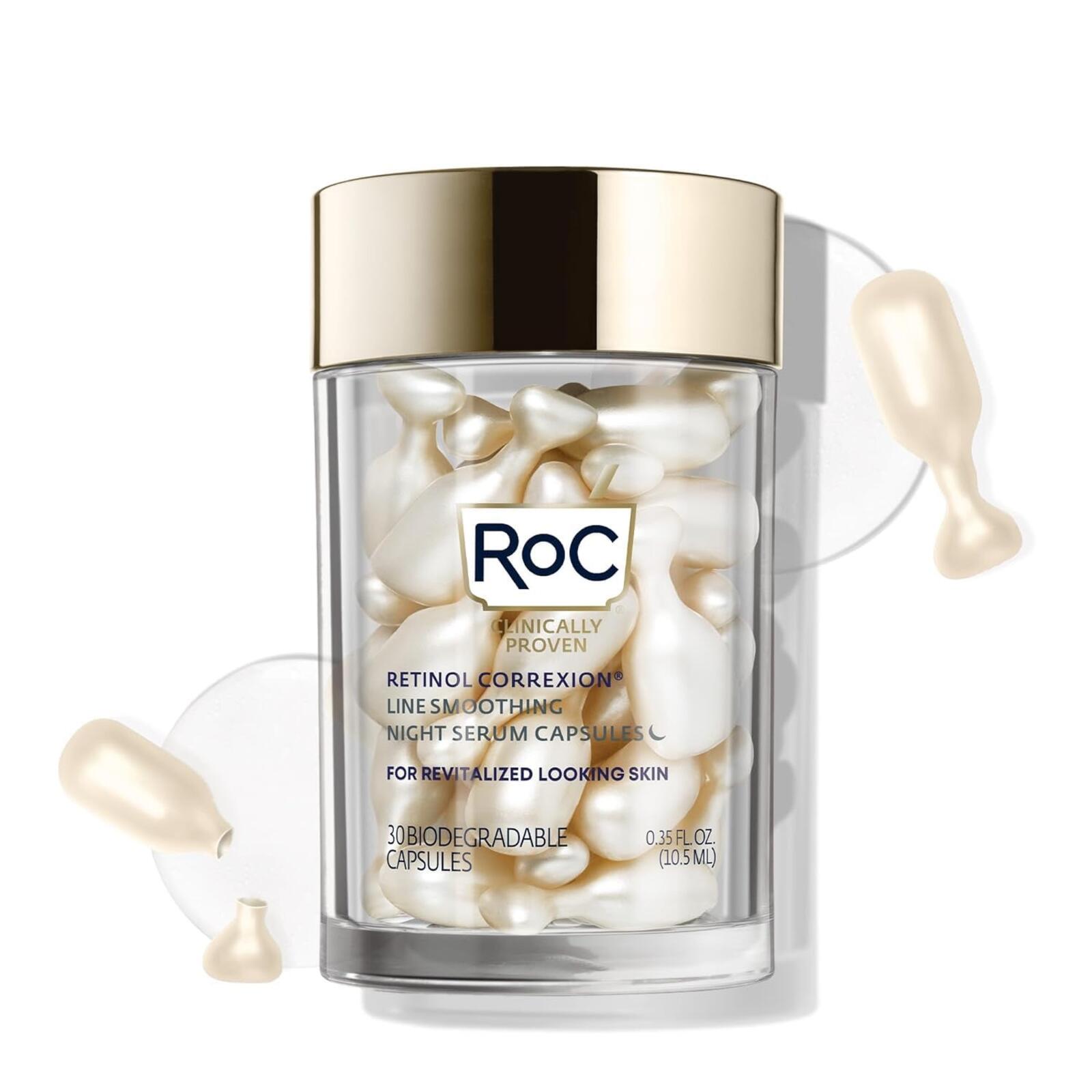 RoC Retinol Night Serum Capsules – Smooth, Firm Skin Fast (30 Ct)