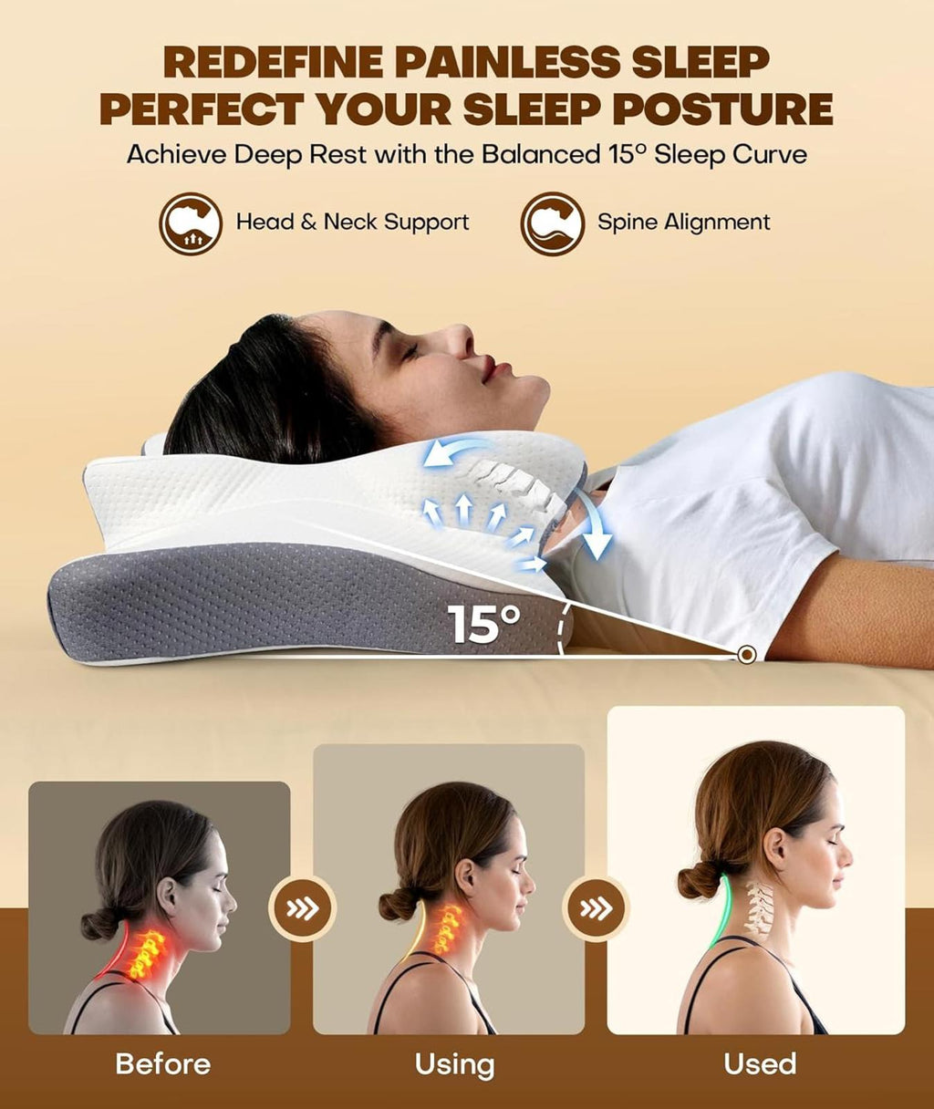 Cozyplayer No More Aches Cervical Pillow — Adjustable Memory Foam | Light Grey