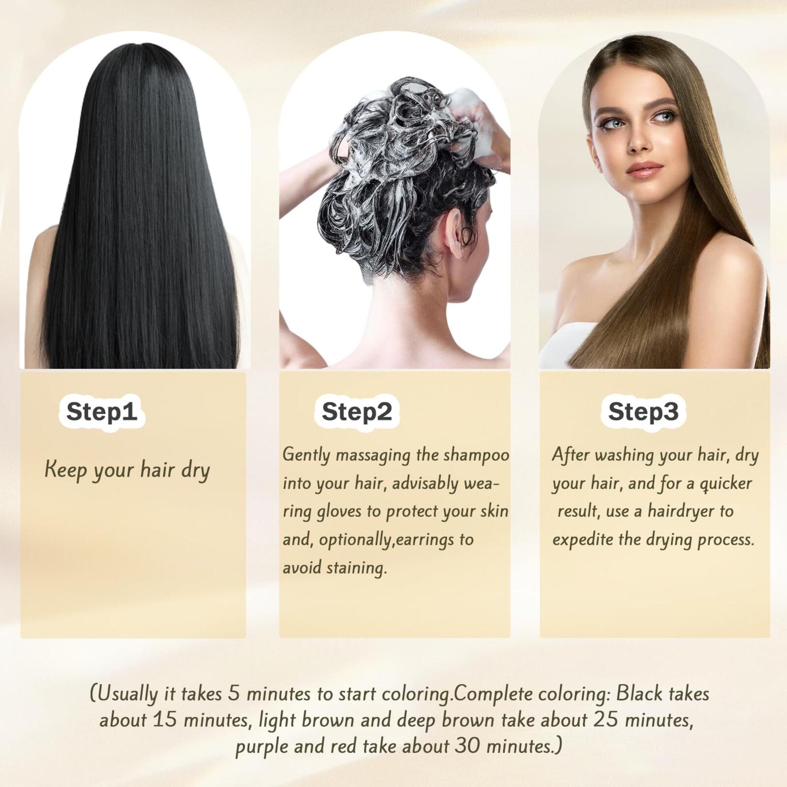 Nova Hair Dye Shampoo 3-in-1 Gray Coverage Men & Women Black