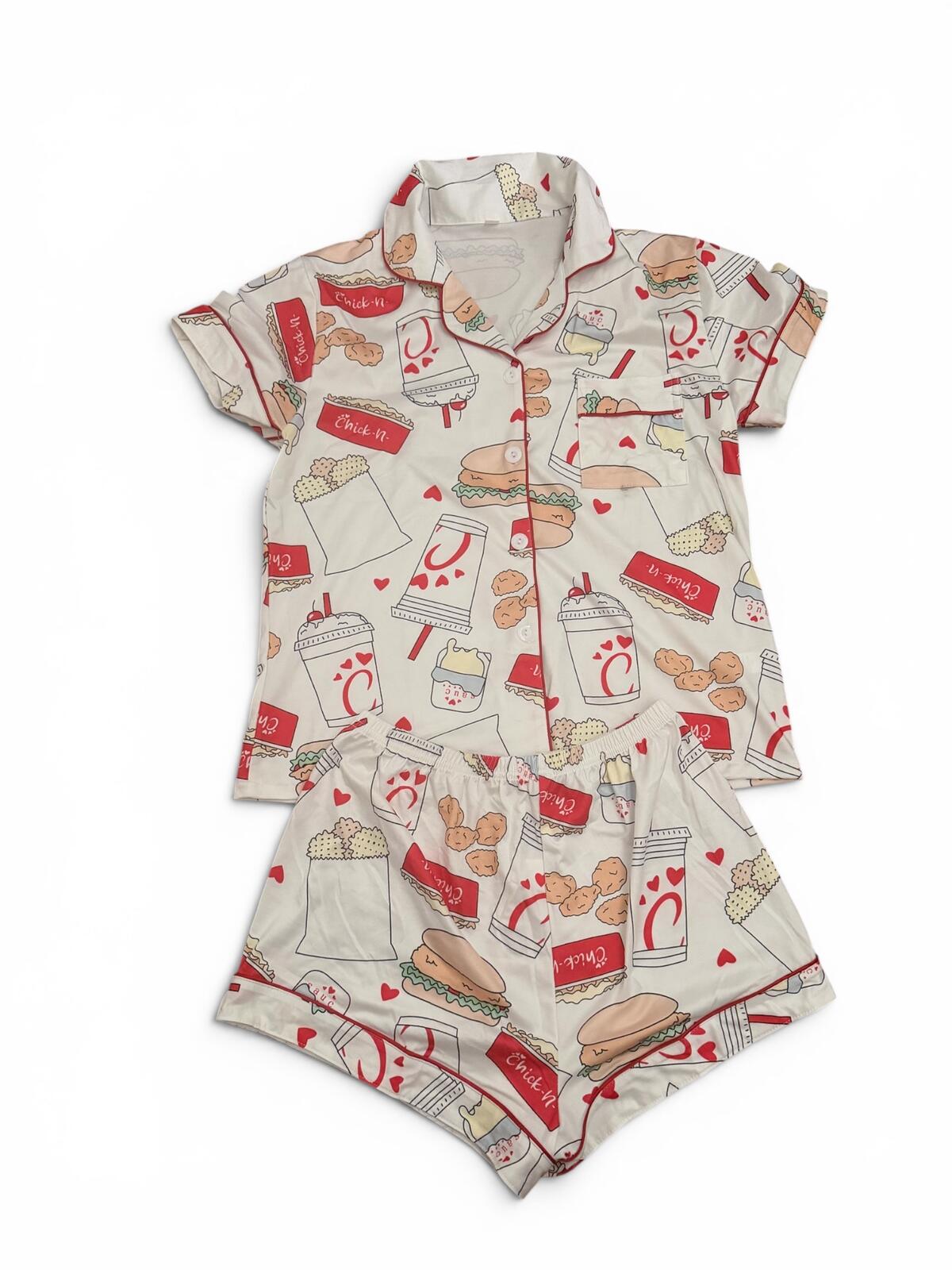 Custom Chick-fil-A Inspired Pajama Set Cream Size Small Cute