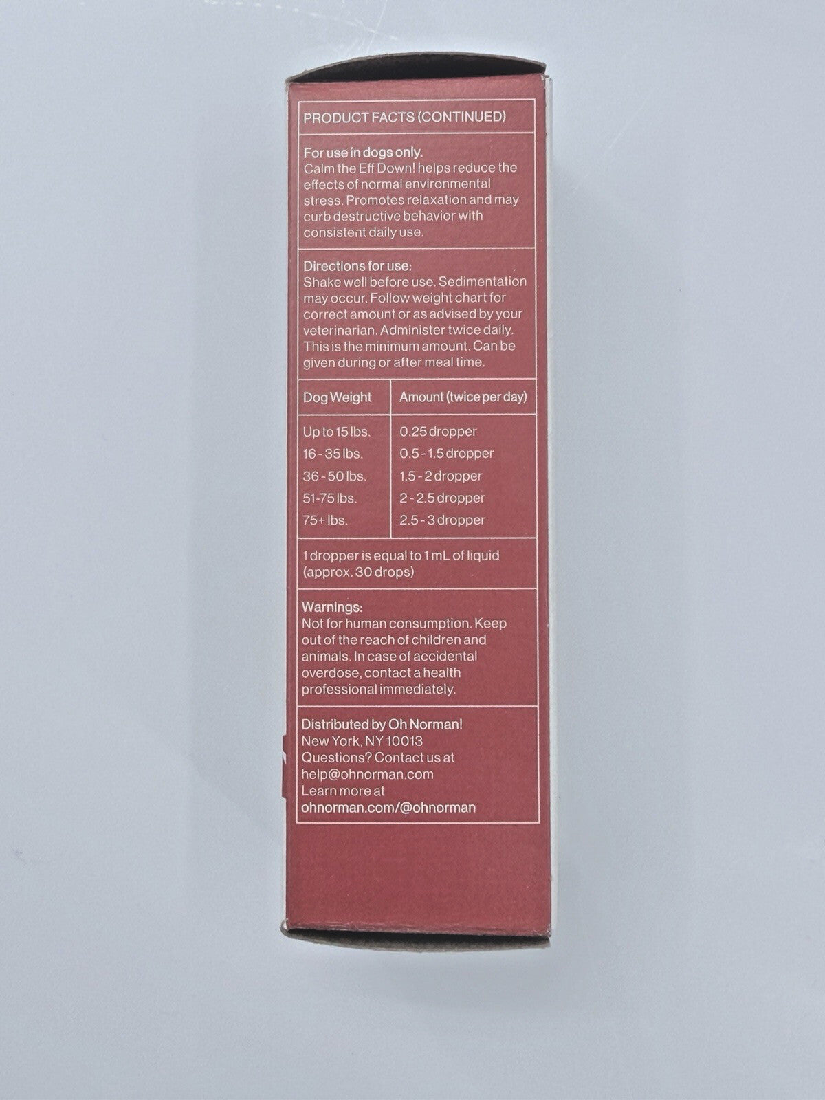 Calm Down Dog Supplement Liquid 1oz Vet Approved Stress Relief