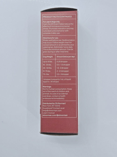 Calm Down Dog Supplement Liquid 1oz Vet Approved Stress Relief