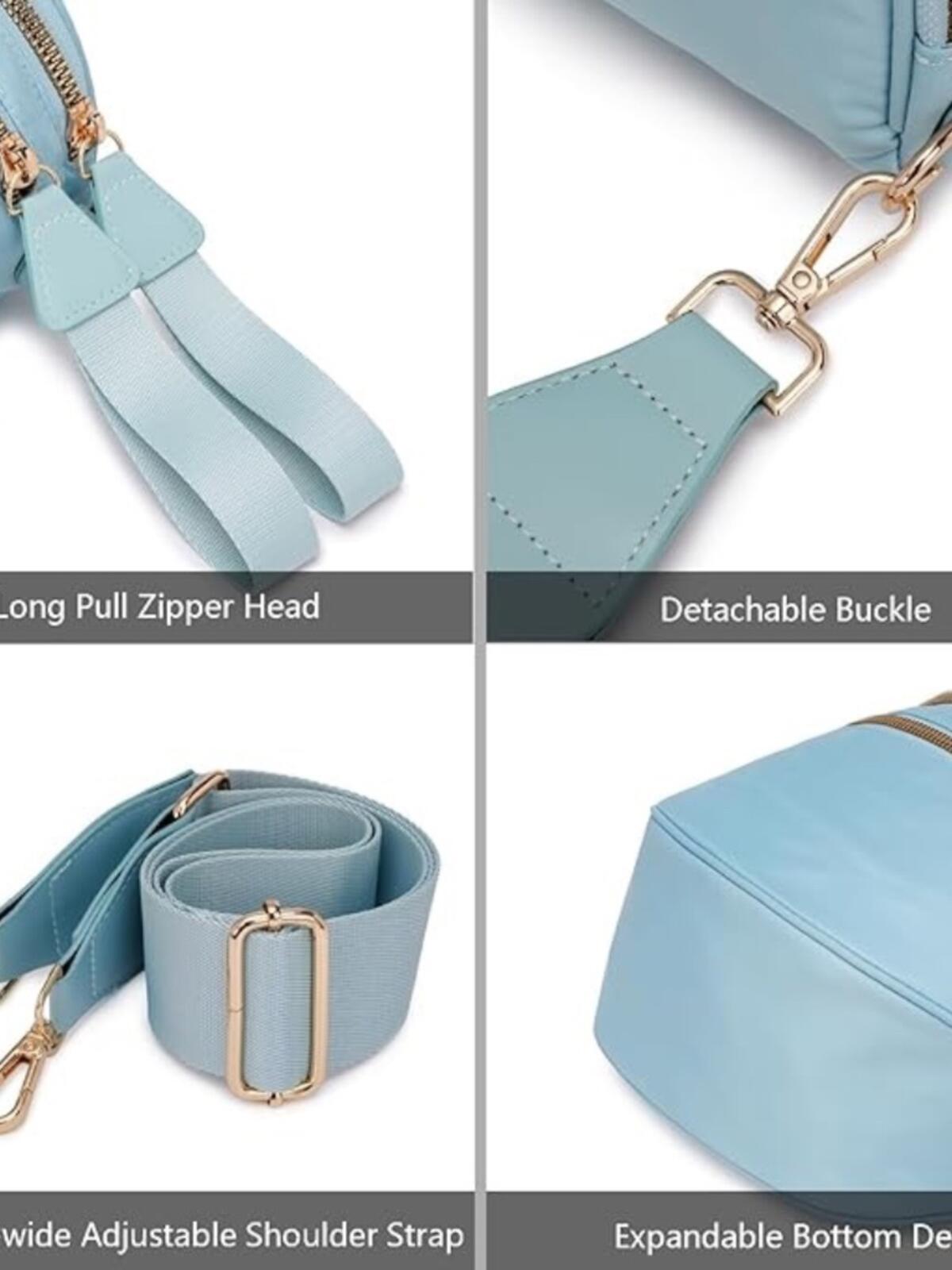 Sky Blue Bum Bag Crossbody for Women — Double Zip Adjustable Strap