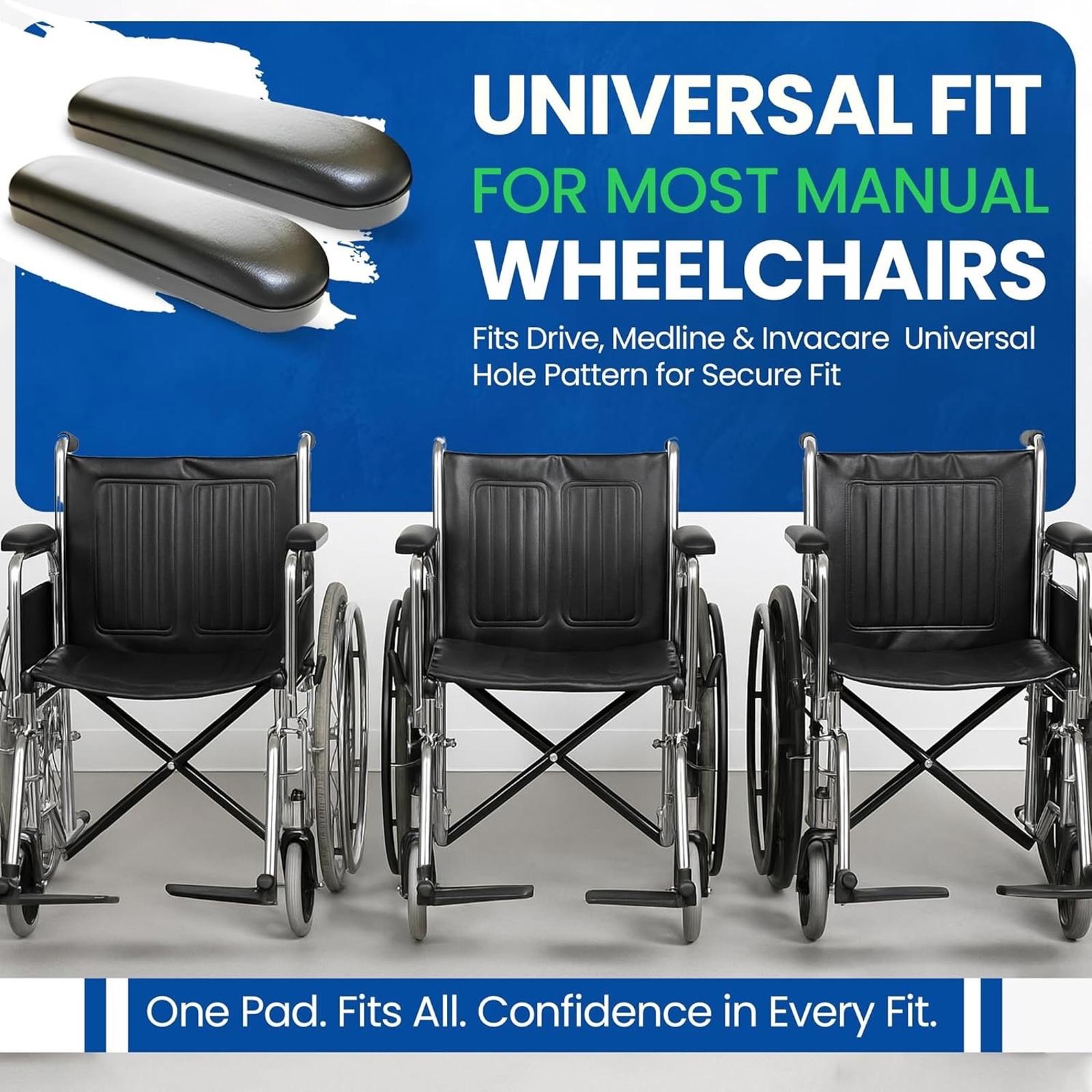 10-1/4" Universal Wheelchair Armrest Pads Pair w Screws Replacement Set