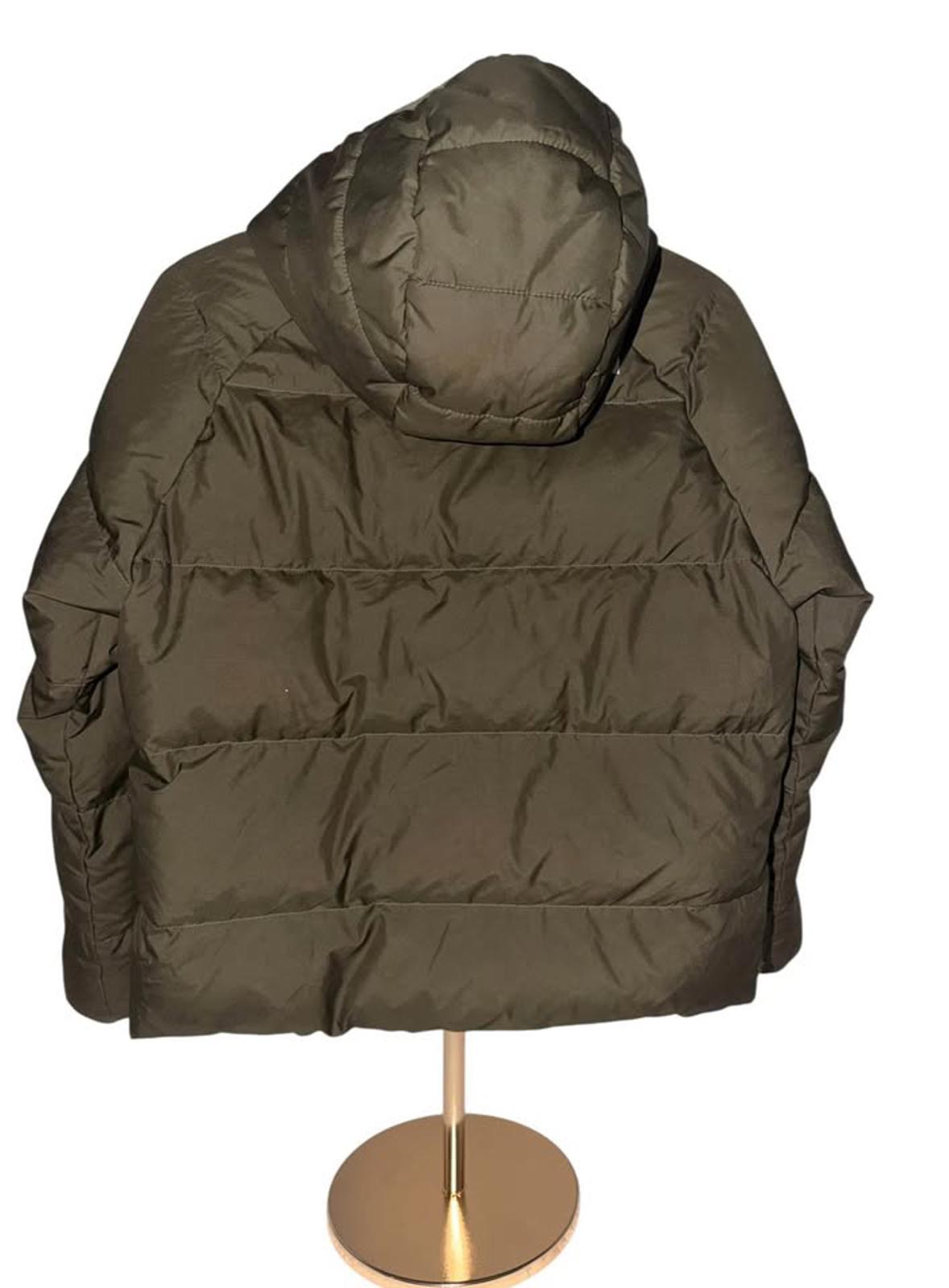 The North Face Boys Hooded Puffer Jacket Olive Green Camo Lining Size M