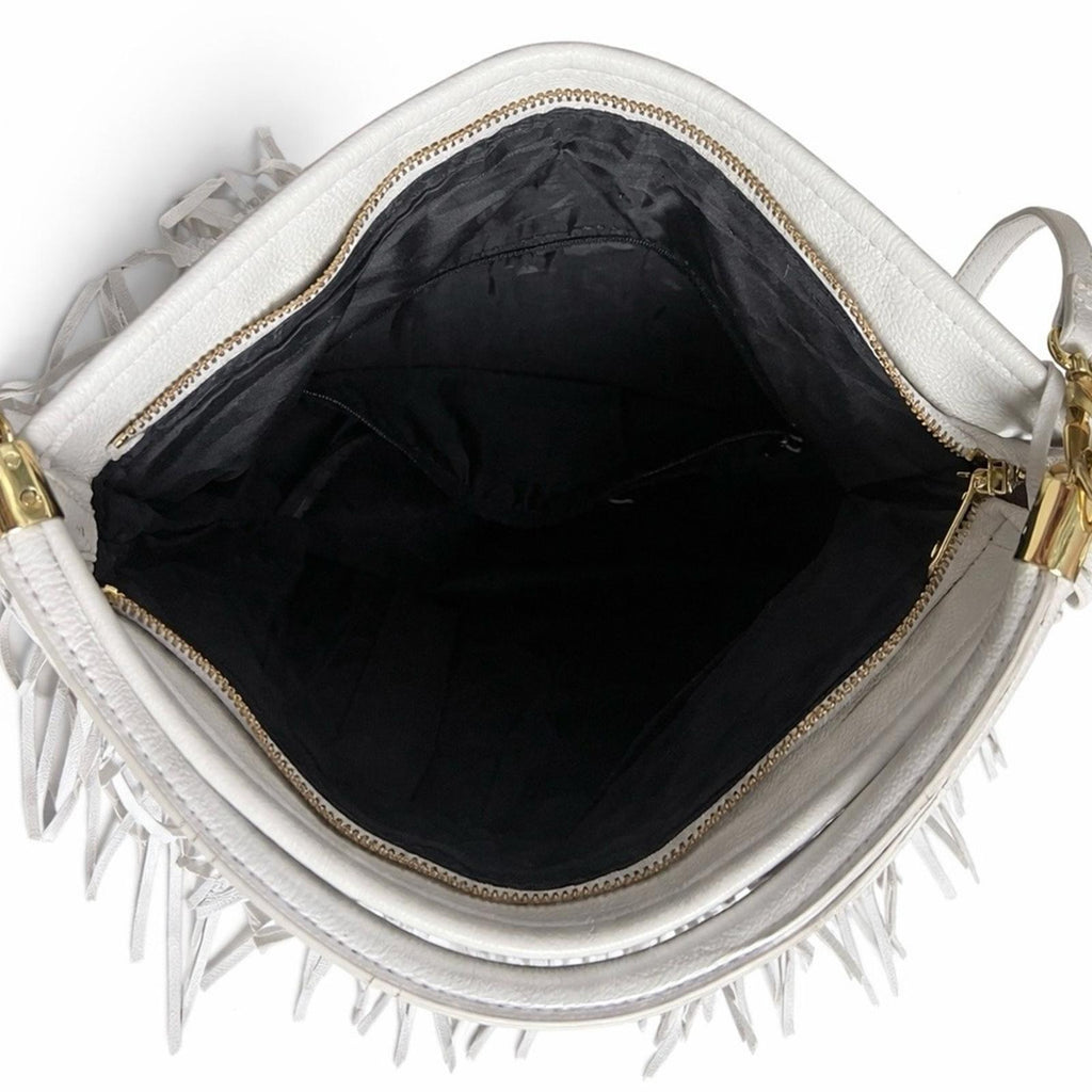 H&M Fringe Shoulder Bag – Light Gray – Statement Tassel Style