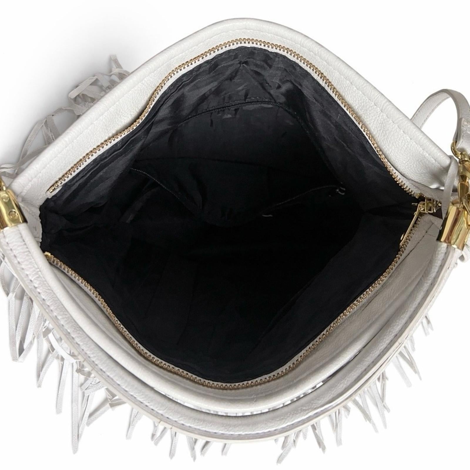 H&M Fringe Shoulder Bag – Light Gray – Statement Tassel Style