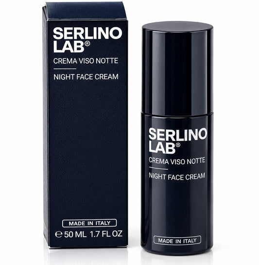 Serlino Lab Hydrating Night Face Cream in a black 50 ml pump bottle