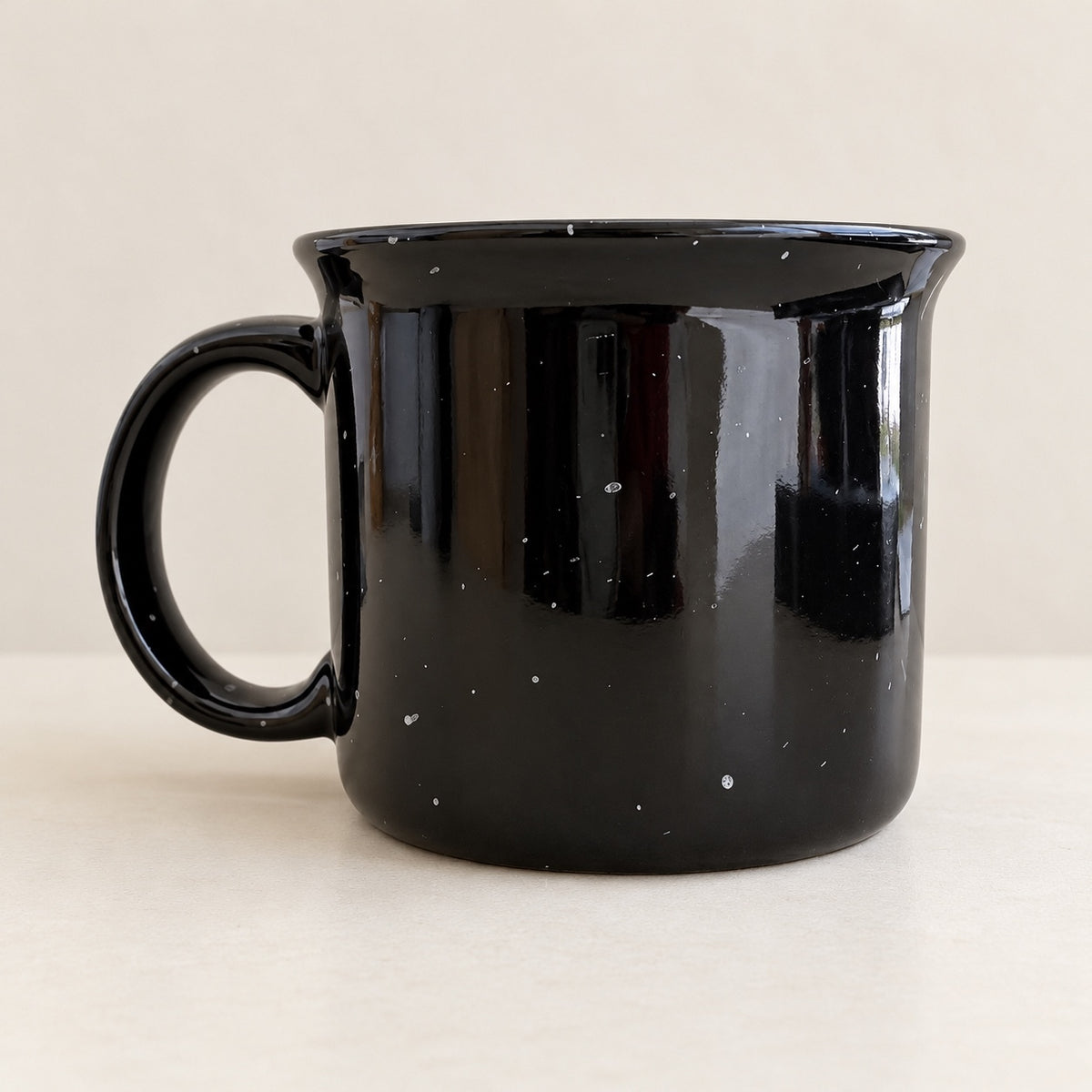 Funny gift mug for mom or dad, black speckled with white lettering
