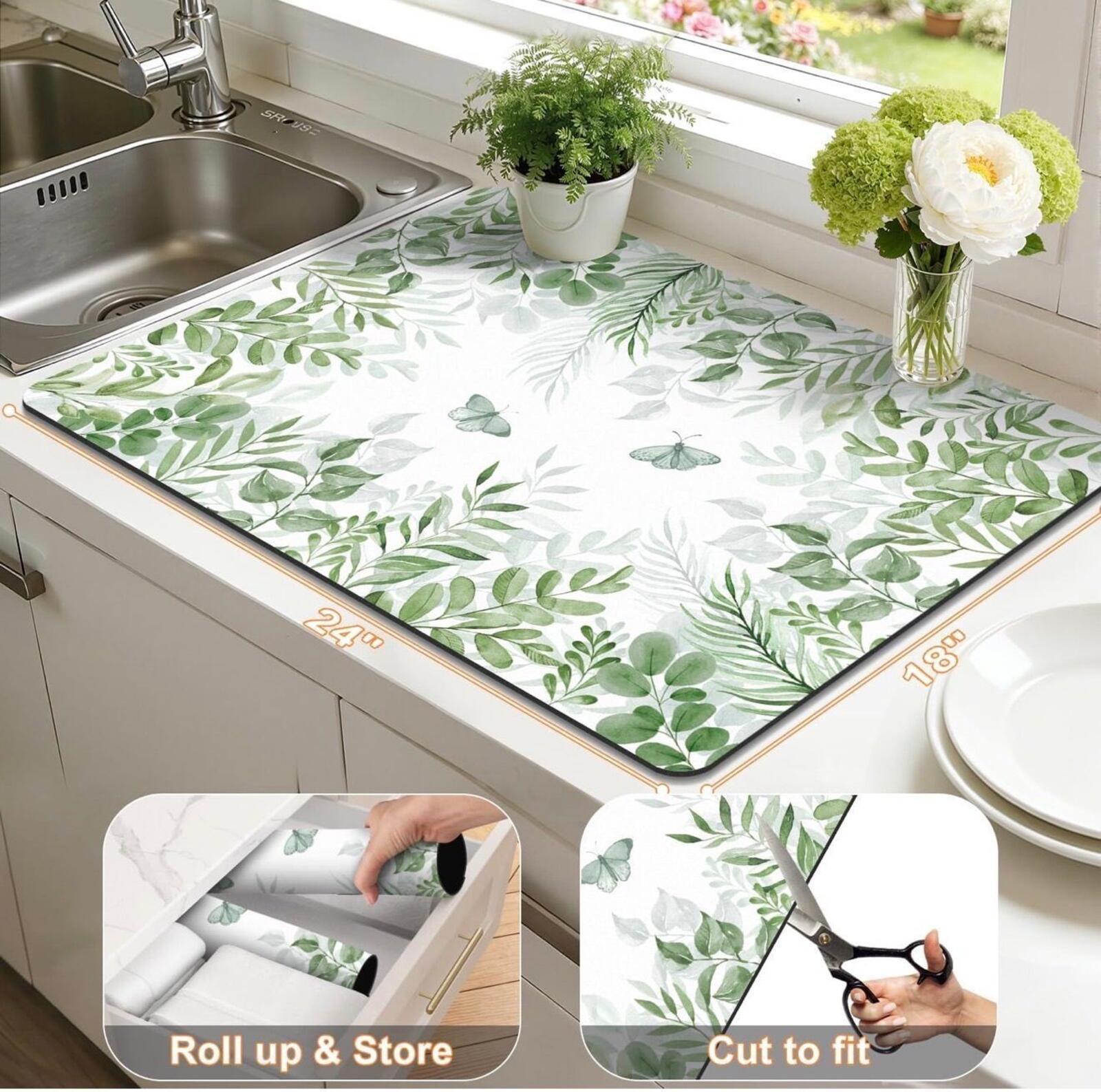 LOKHOM Spring Bloom Dish Drying Mat – Super Absorbent