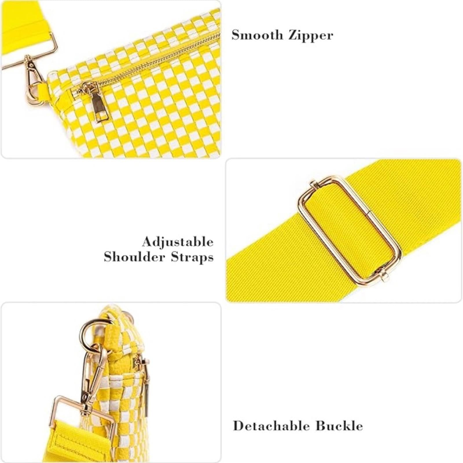 NEW!!! Yellow & White Woven Crossbody Bag — Vegan Leather
