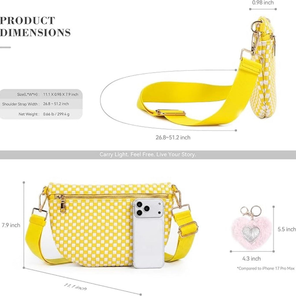 NEW!!! Yellow & White Woven Crossbody Bag — Vegan Leather