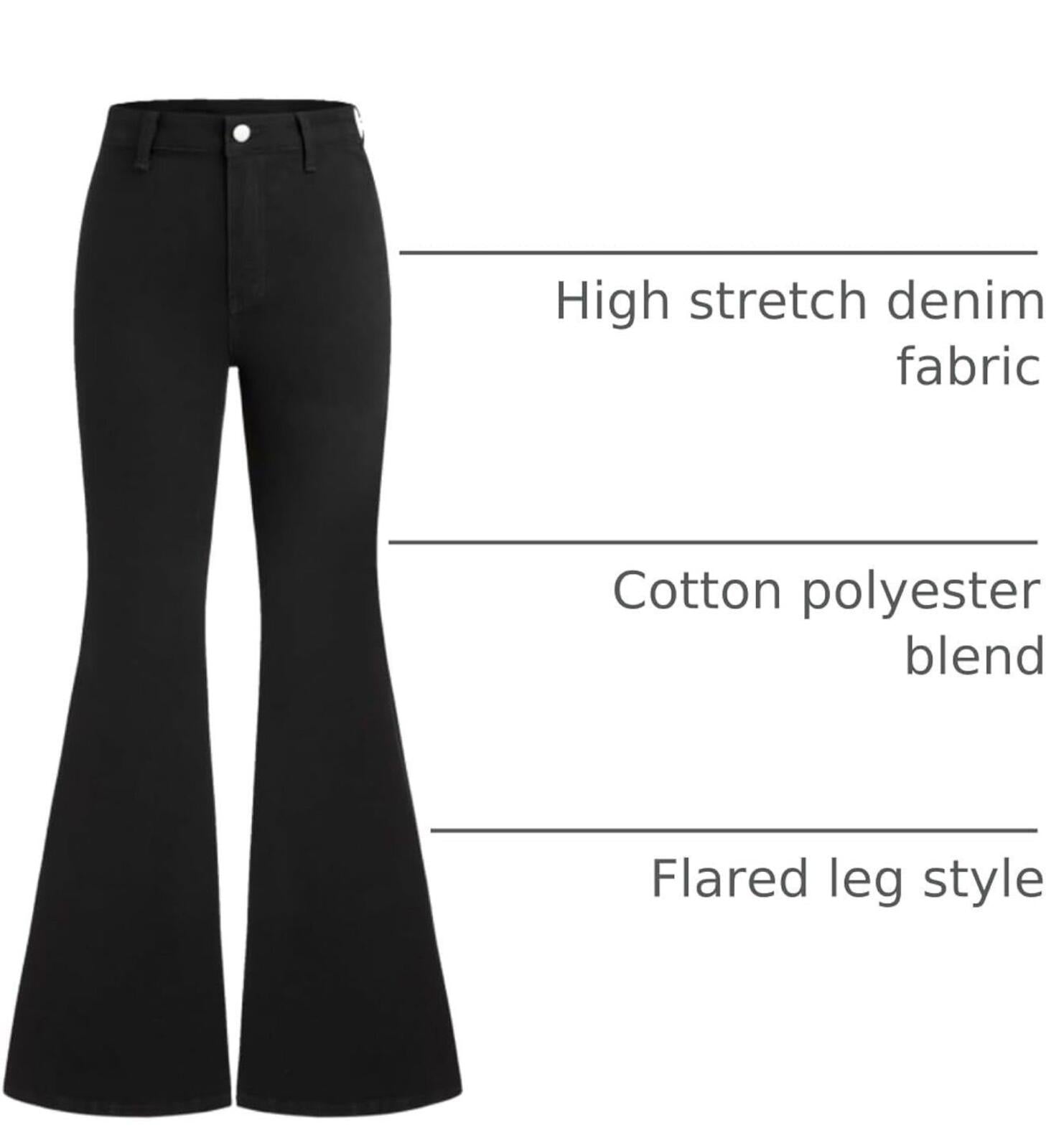 CIDER Black High Waist Flare Jeans 4XL – Stretch Bell Bottom Fit