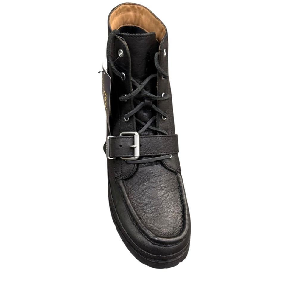 Polo by Ralph Lauren Men's Black Leather Buckle Lace-Up Boot