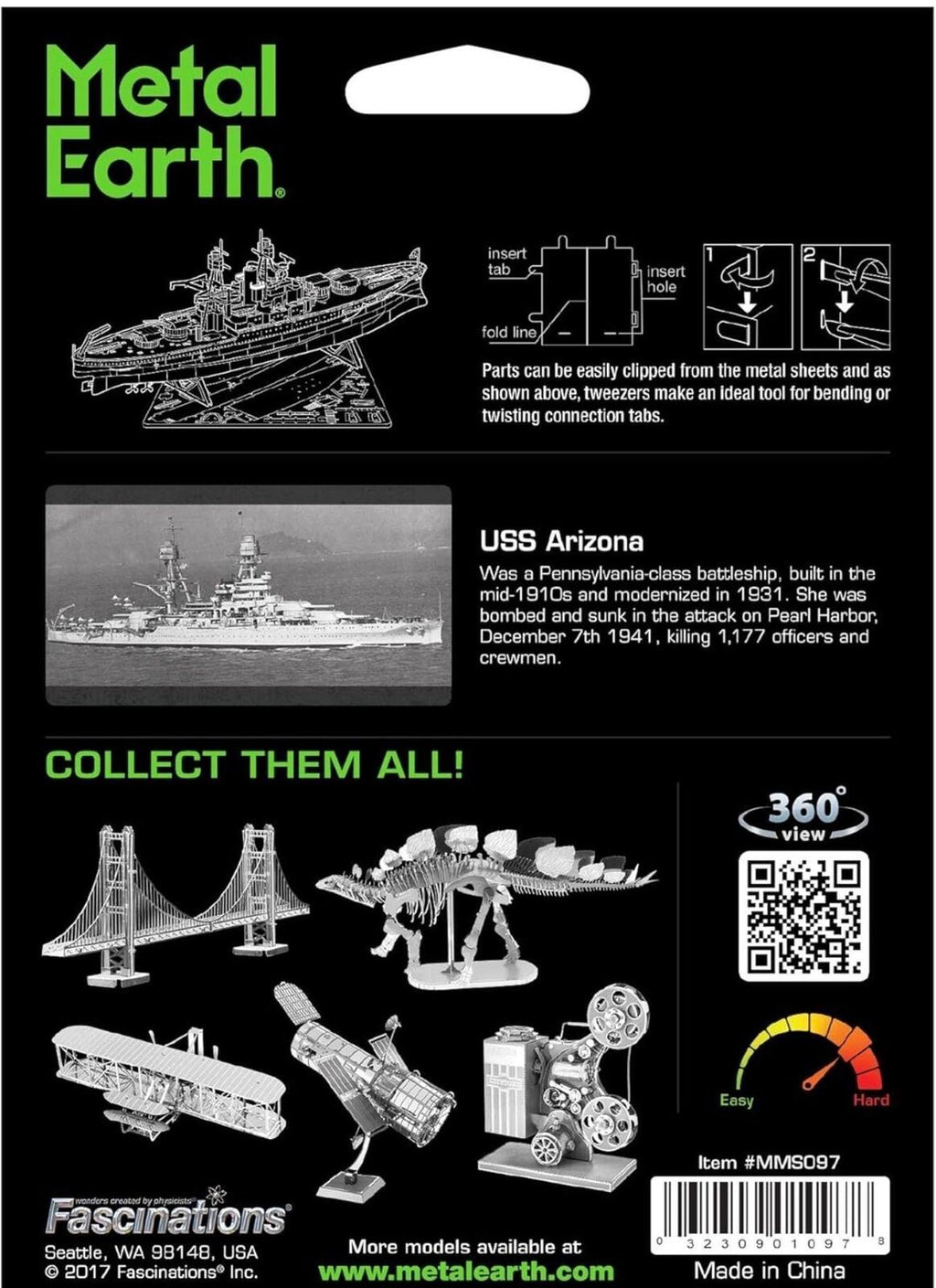 USS Arizona 3D Metal Model Kit Metal Earth Challenging Steel Build