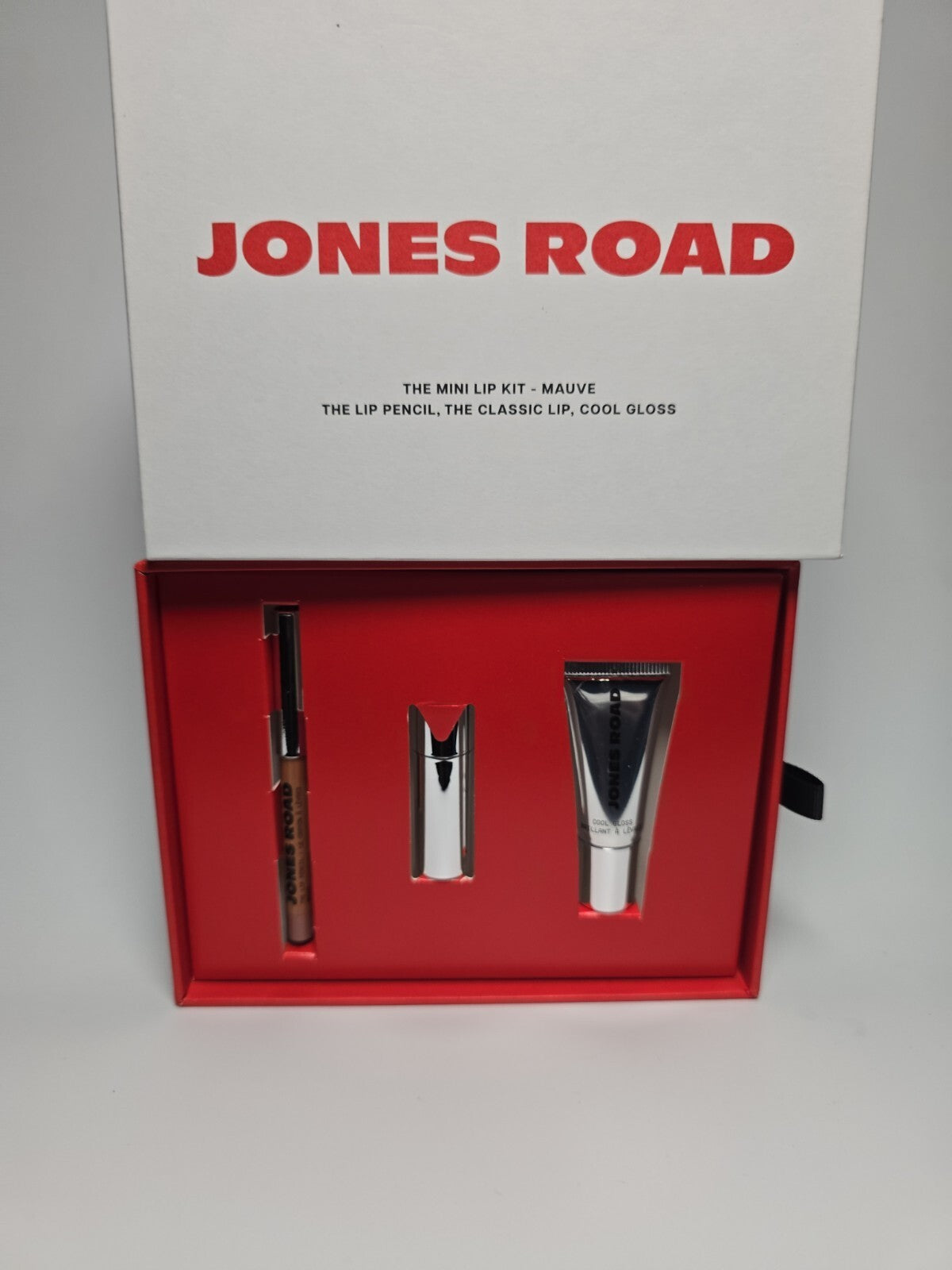 Jones Road Mini Lip Kit Mauve 3pc Lip Pencil Classic Lipstick Cool Gloss NIB