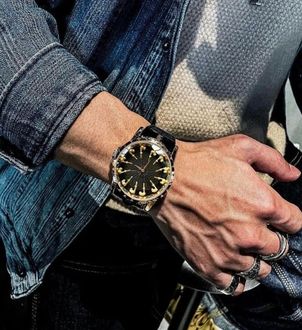 Black Gold Statement Watch | Bold Dial | Everyday Flex Piece
