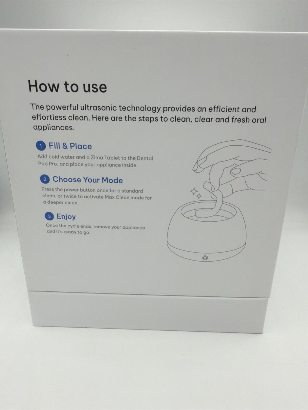 Zima Dental Pod Pro Ultrasonic Retainer Cleaner Machine White New