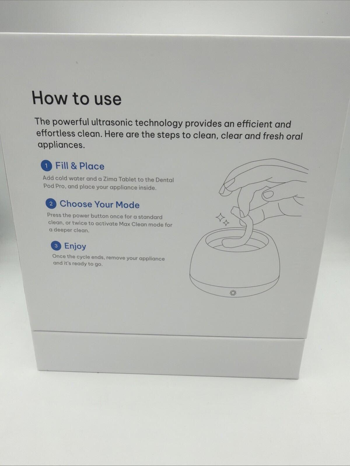 Zima Dental Pod Pro Ultrasonic Retainer Cleaner Machine White New