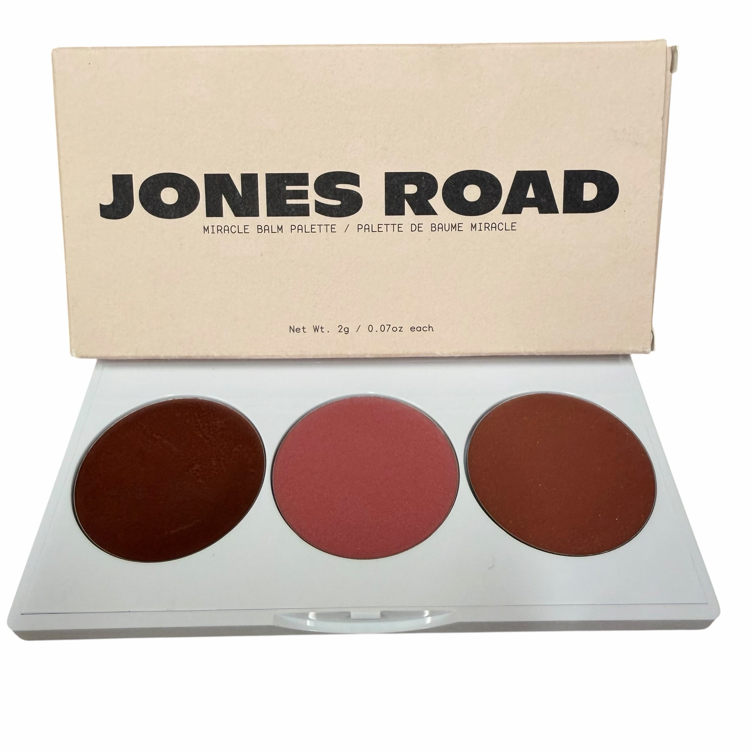 Run Don't Walk Finds Jones Road Miracle Balm Palette in Party with three buildable, dewy cream shades in a compact.
